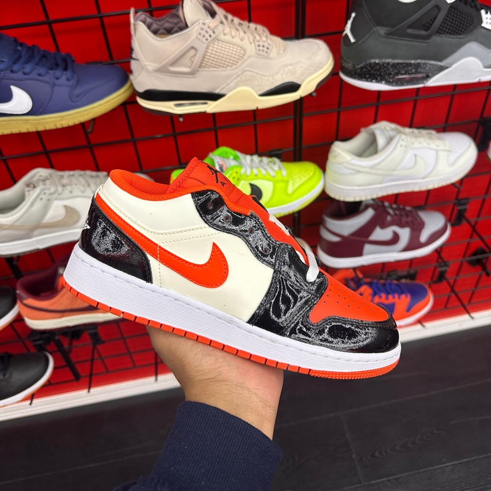 Nike Air Jordan 1 Low SE Orange Black Womens Sneakers